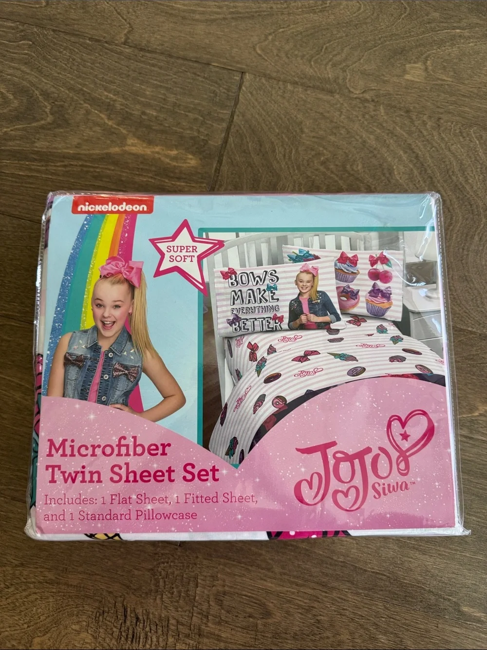 Nickelodeon JoJo Siwa Sweet Life Pink White Striped 3 Piece Twin Sheet Set New
